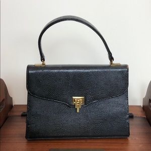 Vintage LeatherHandbag Black and Gold USA